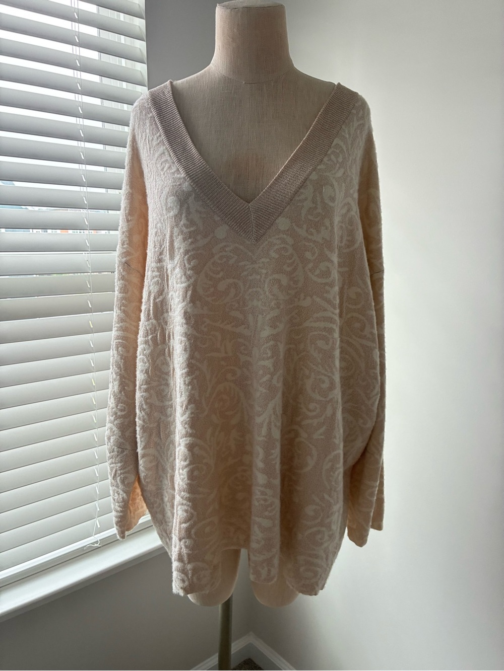 NWT Future Collective Patterned V-Neck Drop Shoulder Sweater